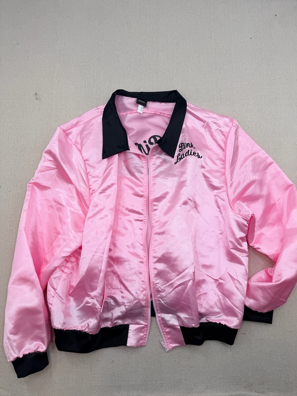 Grease Logo Pink Satin Bomber Jacket